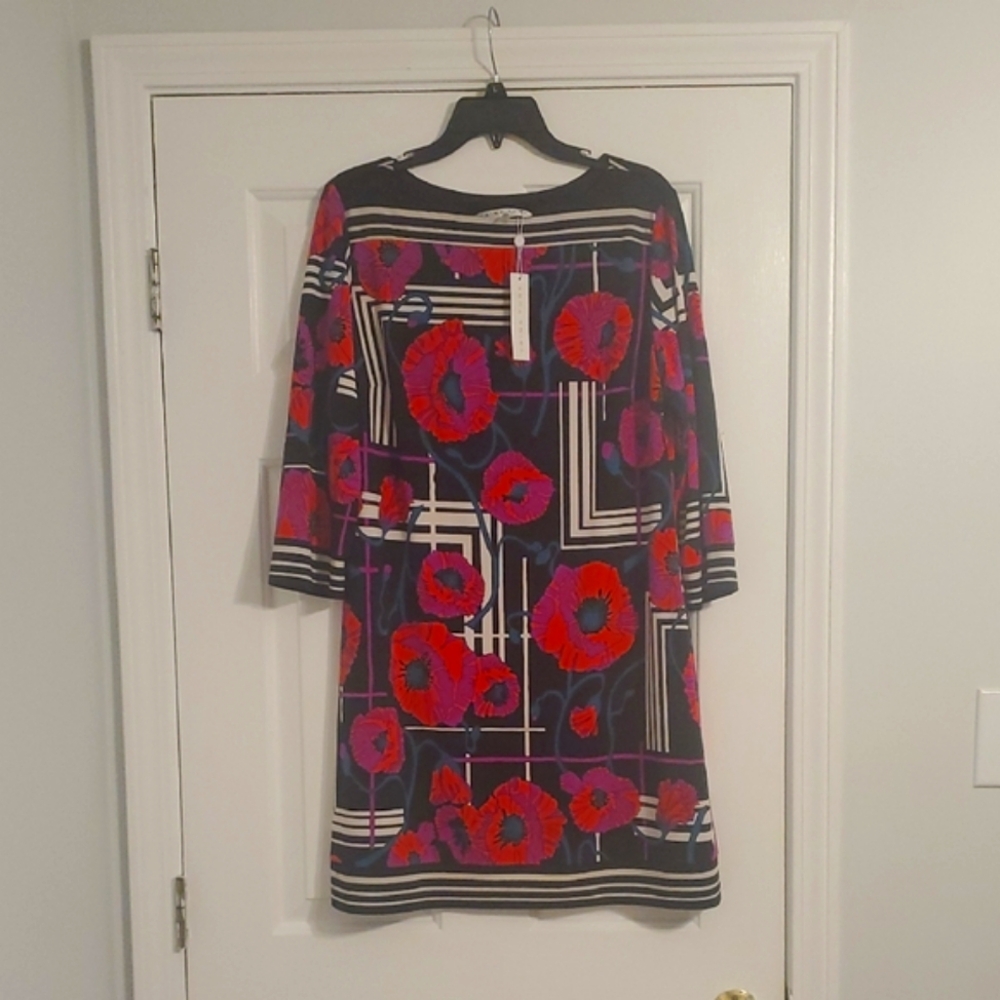 NWT TRINA TURK Floral Geometric Women's Dress - Multicolor Size L